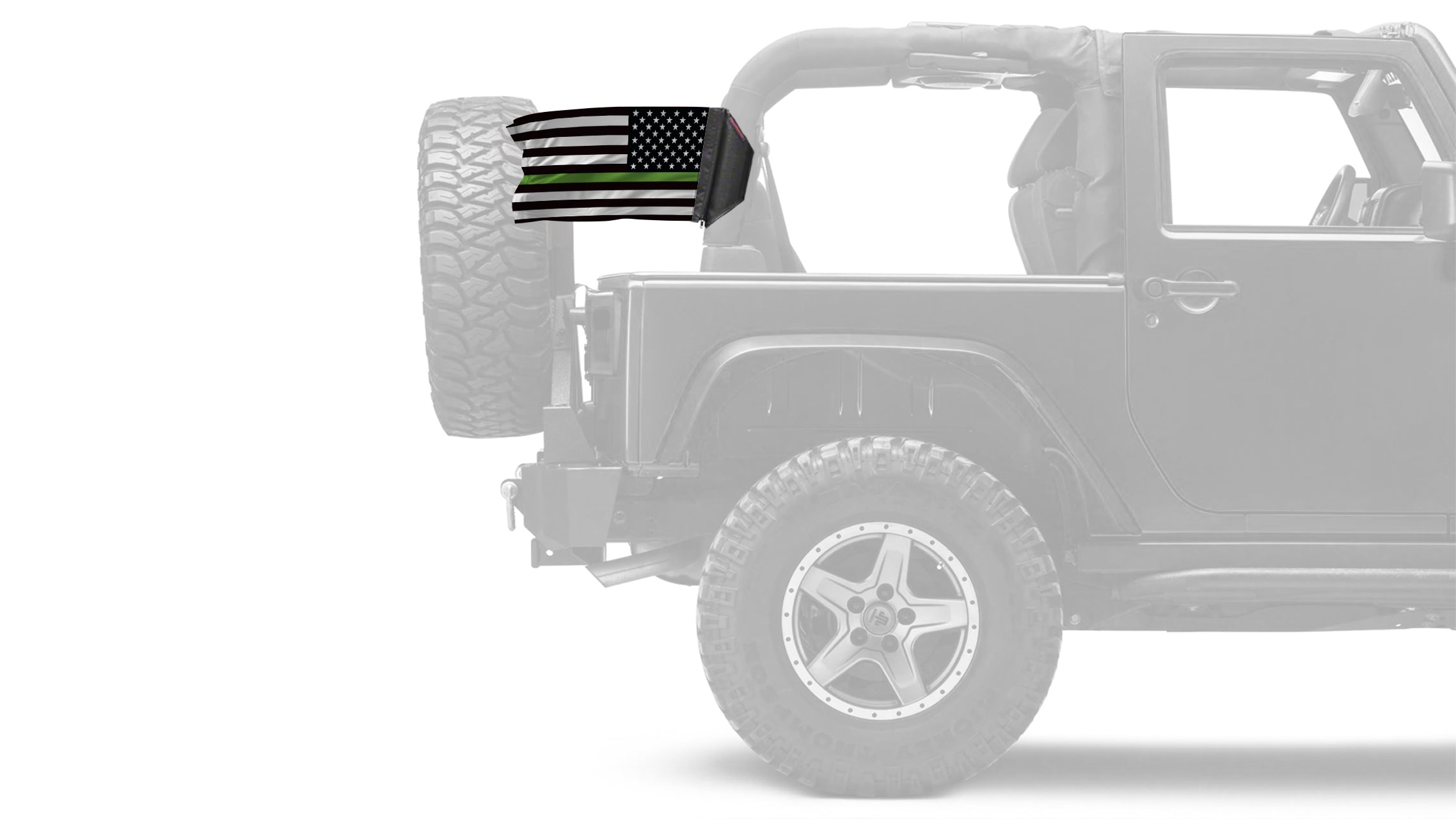 USA Subdued Thin Green Line 12"x18" Forever Wave Flag for Jeep Wrangler TJ 1996-2006