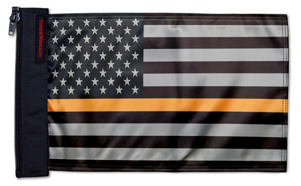 USA Subdued Thin Orange Line 12"x18" Forever Wave Flag for Golf Carts