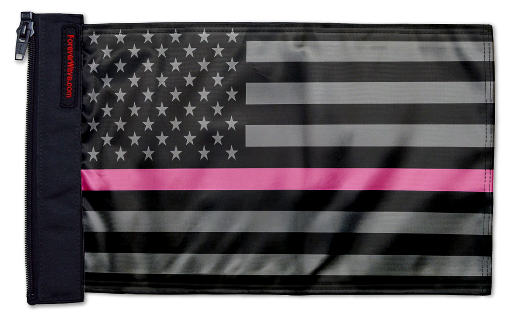 USA Subdued Thin Pink Line 12"x18" Forever Wave Flag for Golf Carts