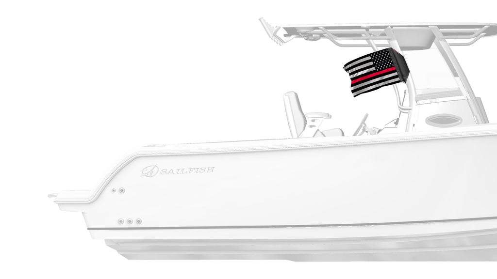 USA Subdued Thin Red Line 12"x18" Forever Wave Flag for Boats