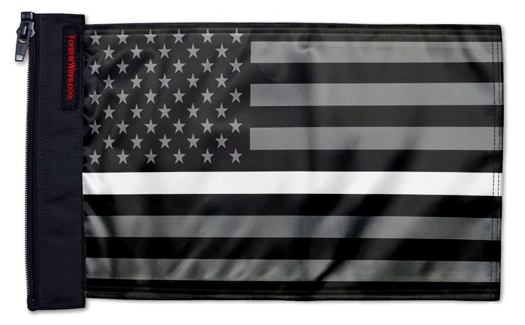 USA Subdued Thin White Line 12"x18" Forever Wave Flag for Boats
