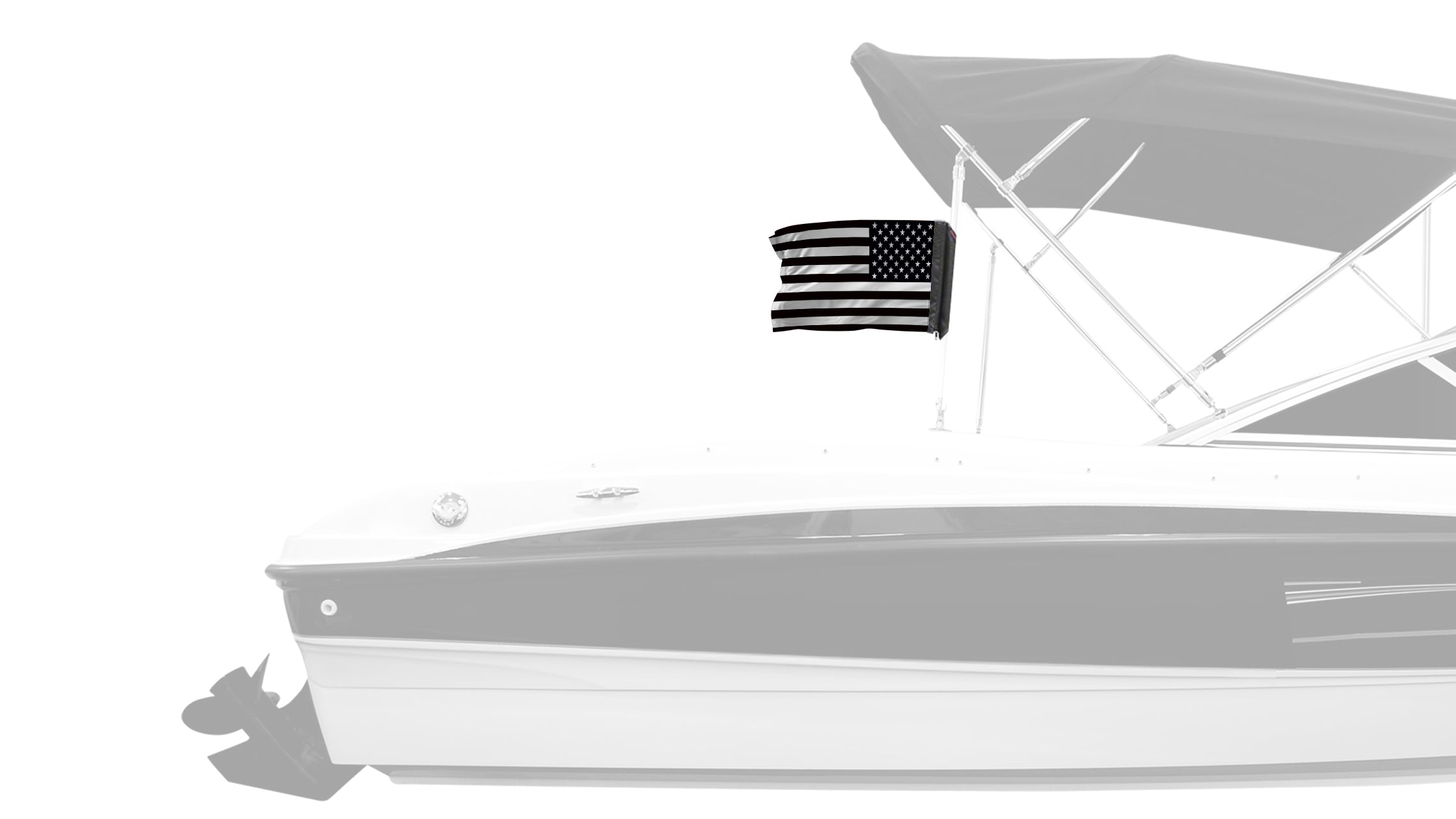 USA Subdued Thin White Line 12"x18" Forever Wave Flag for Boats