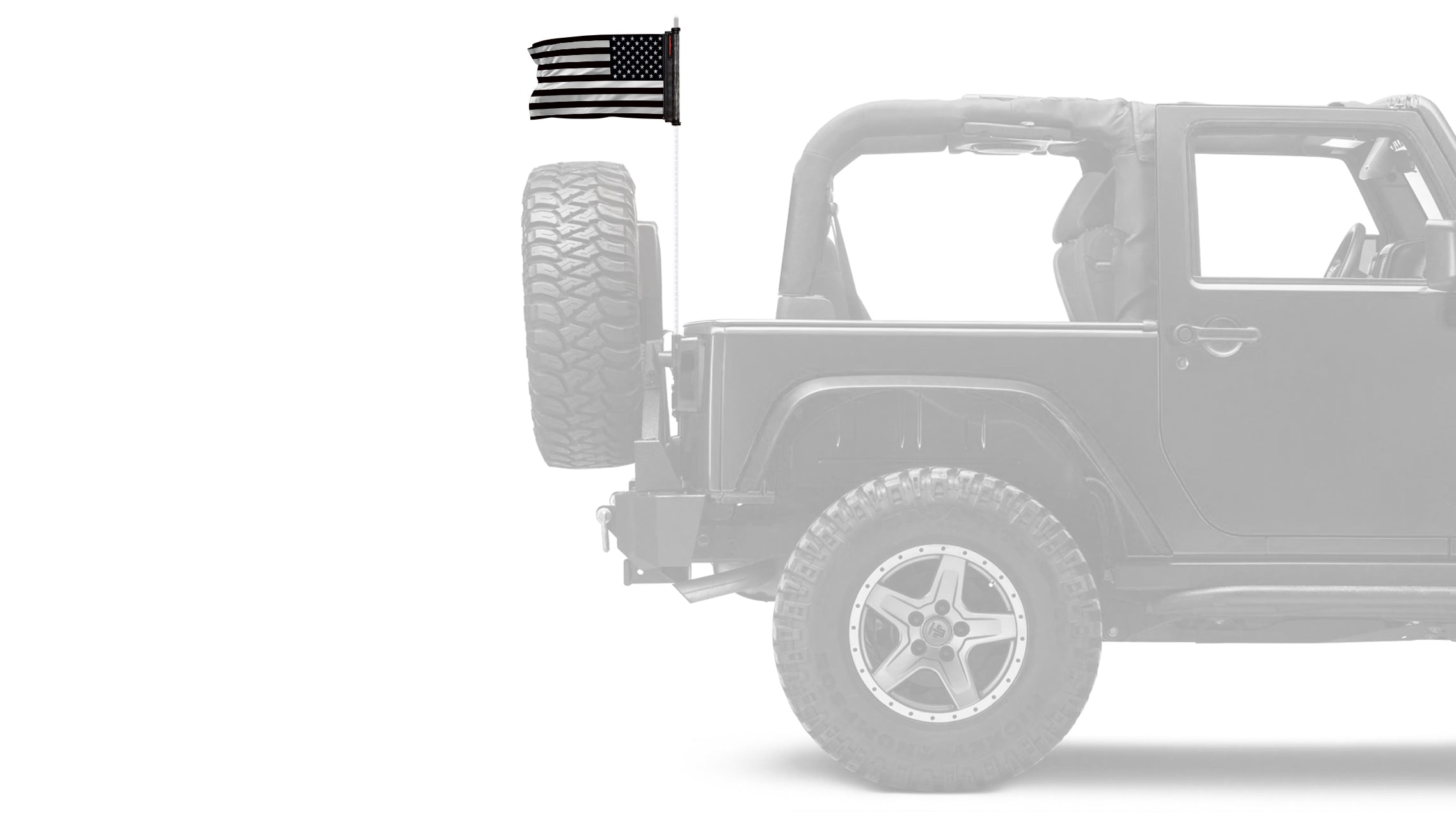 USA Subdued Thin White Line 12"x18" Forever Wave Flag for Jeep Wrangler JK 2-Door 2007-2018