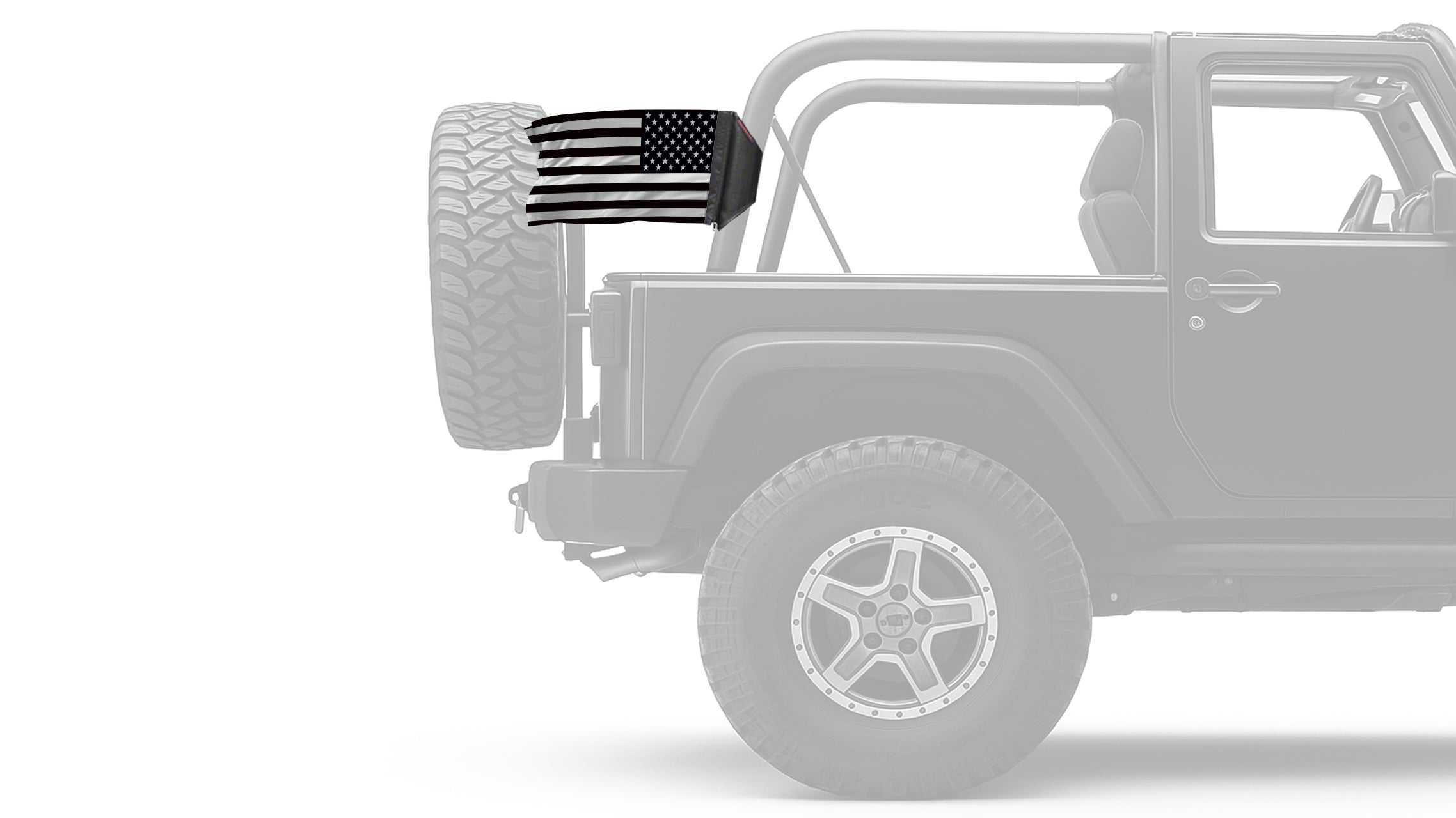 USA Subdued Thin White Line 12"x18" Forever Wave Flag for Jeep Wrangler JL 2-Door 2018-Present