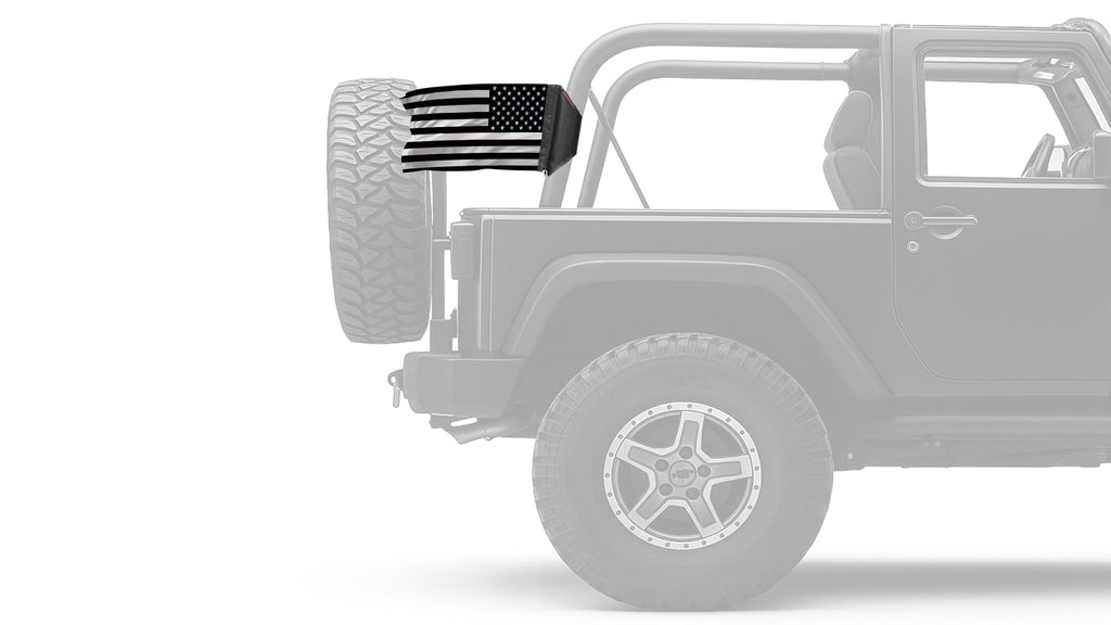 USA Subdued Thin White Line 12"x18" Forever Wave Flag for Jeep Wrangler JK 2-Door 2007-2018