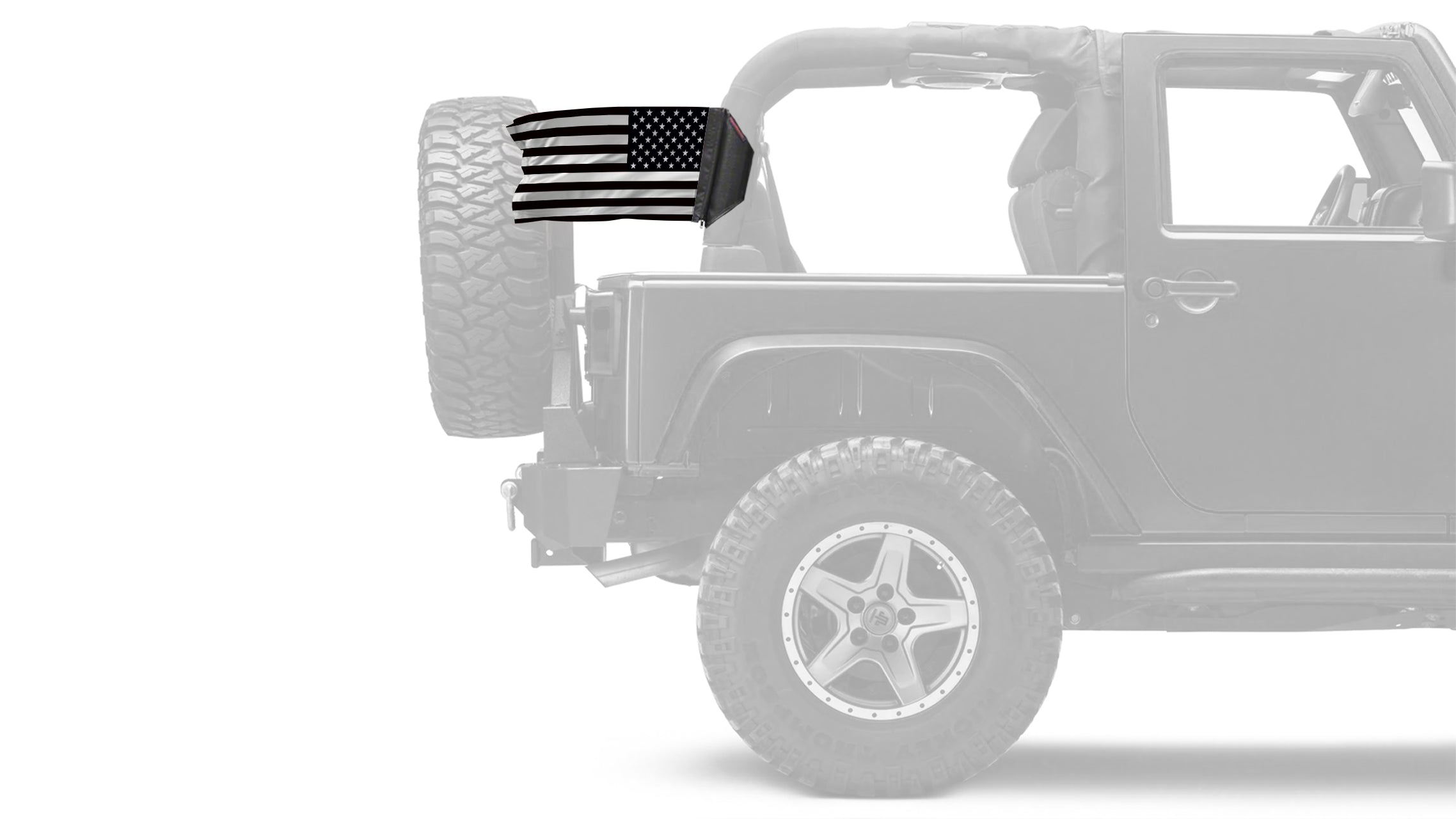 USA Subdued Thin White Line 12"x18" Forever Wave Flag for Jeep Wrangler JK 2-Door 2007-2018