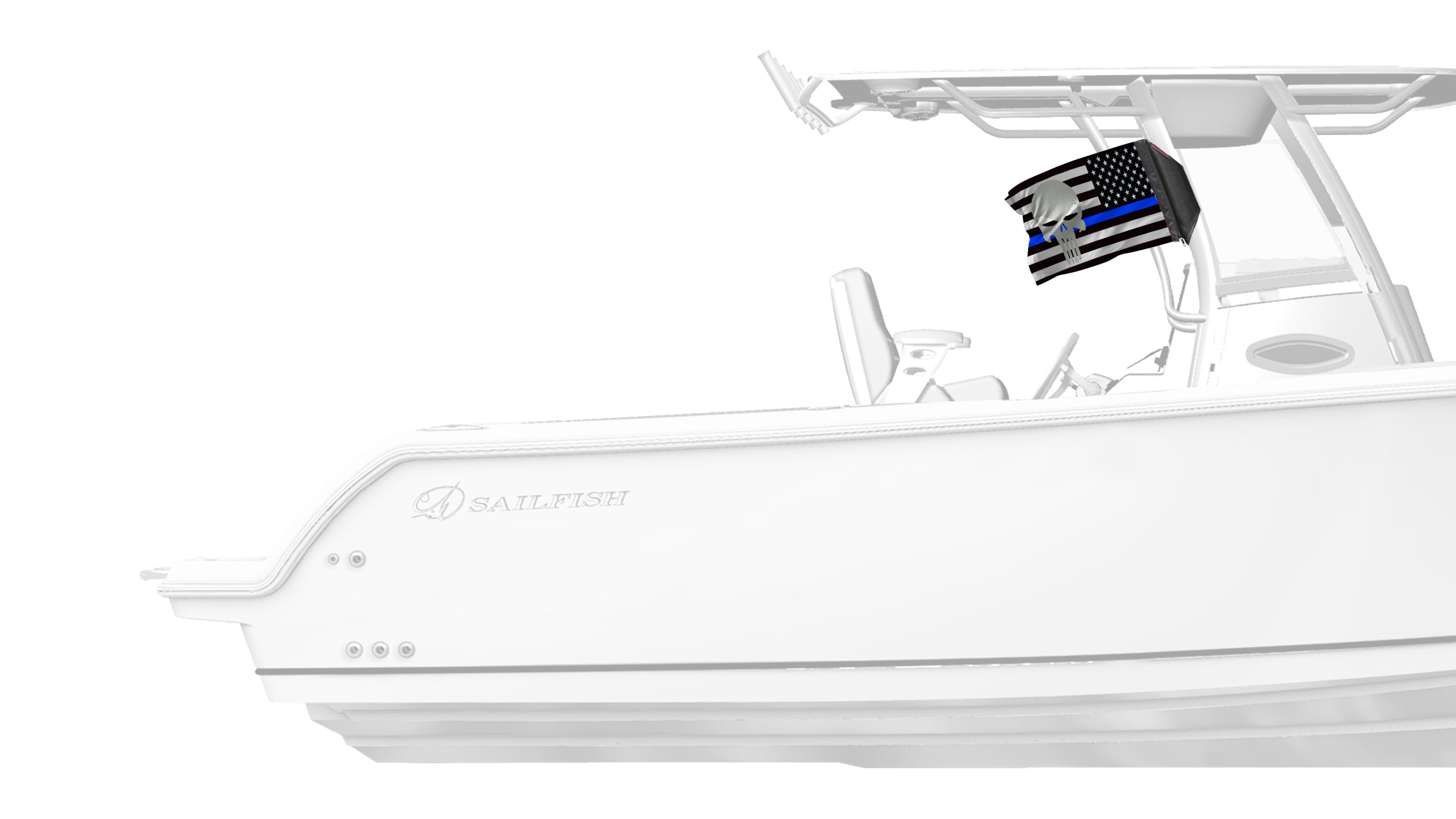 USA Subdued Thin Blue Line Punisher 12"x18" Forever Wave Flag for Boats