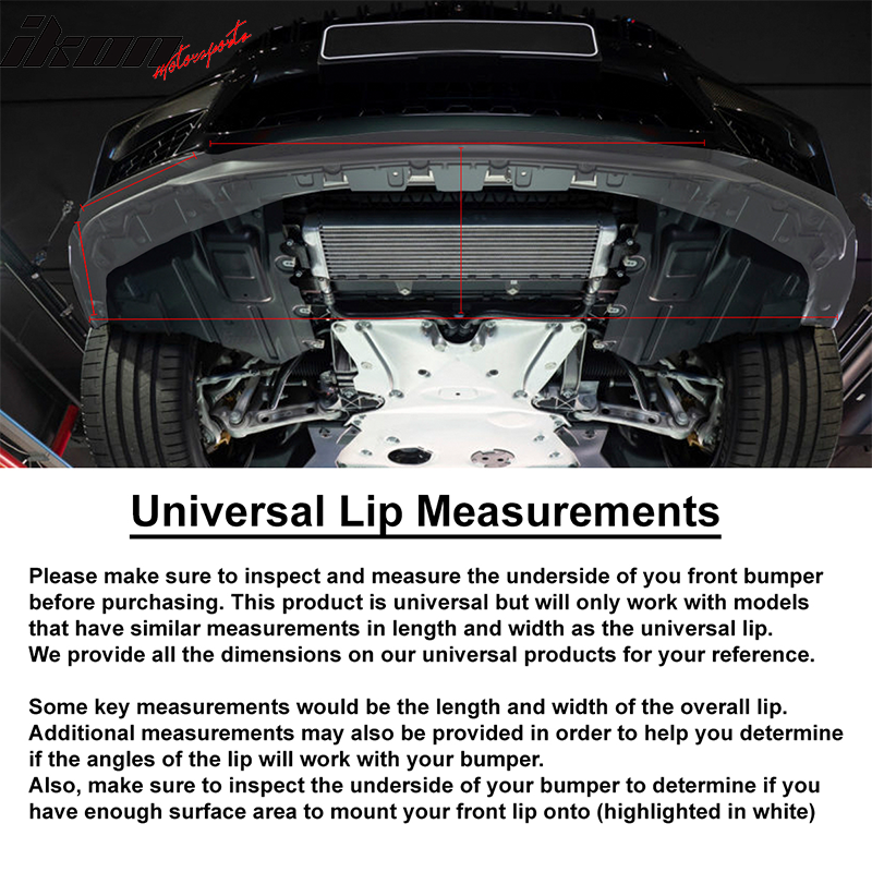 Universal Valance Front Bumper Lip Splitter Chin Spoiler 3PC PP