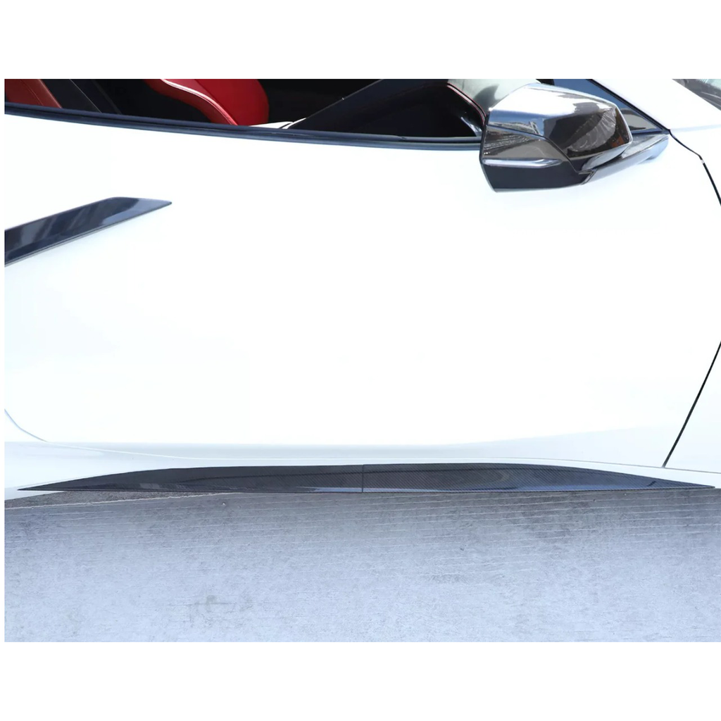 Carbon Fiber Side Skirt Trim Strip for Chevrolet Corvette C8 Stingray Coupe - Bull Boost Performance