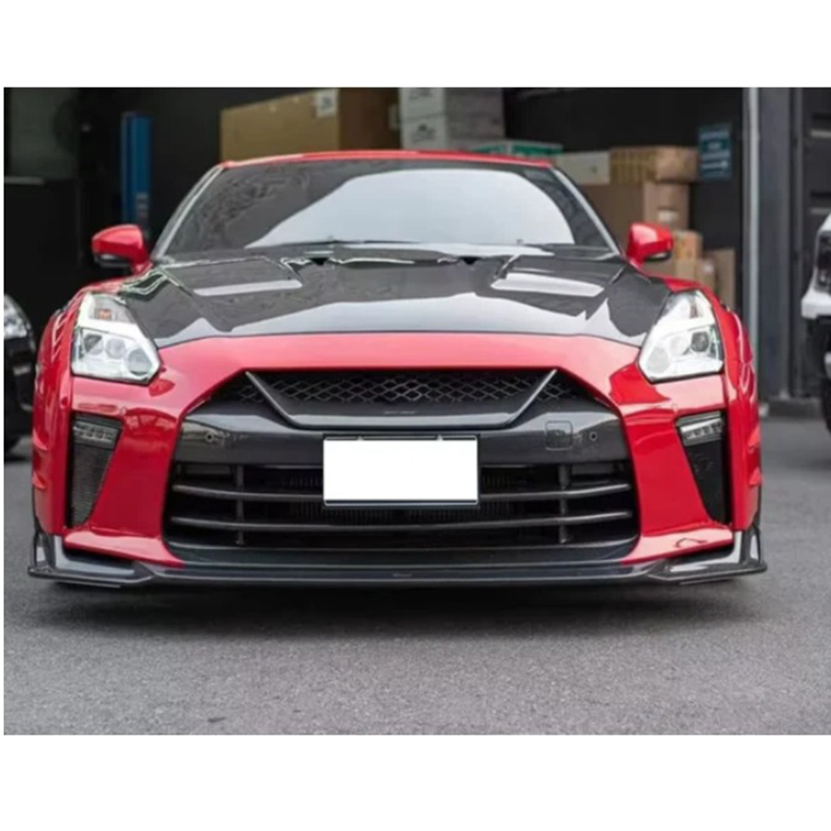 Carbon Fiber T Style Vented Front Engine Hood for Nissan GT R R35 by Stratec Systems
