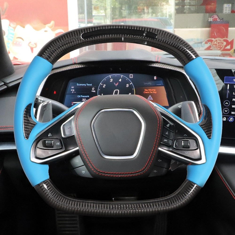 Heated LED Display Carbon Fiber Steering Wheel for Chevrolet Corvette C8 (2020–2025)