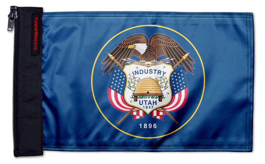 State Flag Utah "Old Style" 12"x18" Forever Wave Flag for Jeep Wrangler JLU 4-Door 2018-Present
