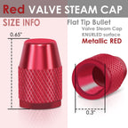 Red Knurled Valve Caps - RT 007 Style