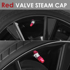 Red Knurled Valve Caps - RT 007 Style