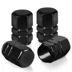 Hex Style Valve Caps with Mid Cut Outs - Black