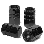 Hex Style Valve Caps with Mid Cut Outs - Black