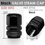 Hex Style Valve Caps with Mid Cut Outs - Black