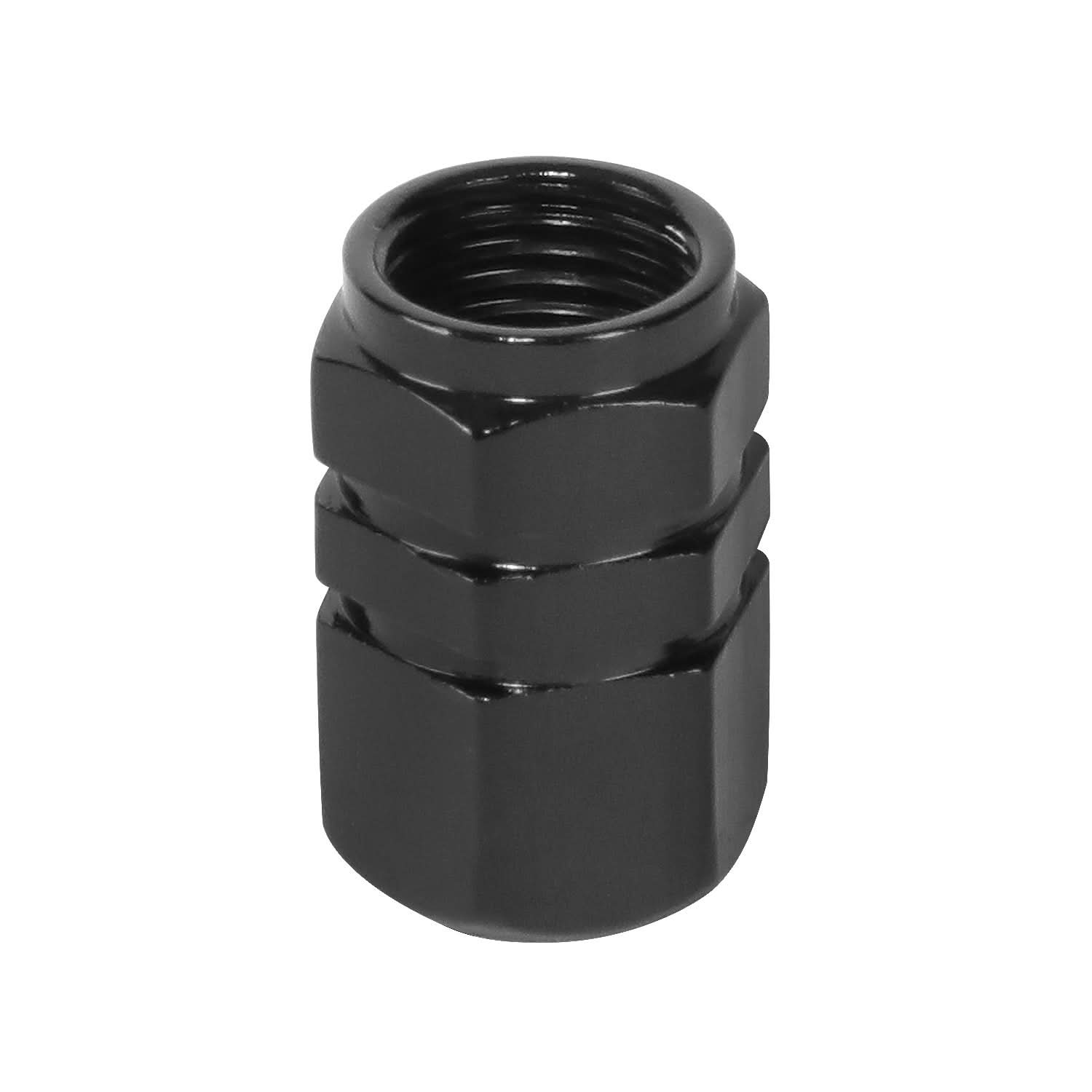 Hex Style Valve Caps with Mid Cut Outs - Black