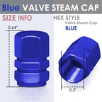 Hex Style Valve Caps with Mid Cut Outs - Blue