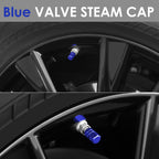 Hex Style Valve Caps with Mid Cut Outs - Blue