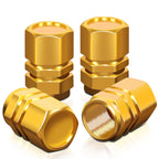 Hex Style Gold Valve Caps with Mid Cut Outs