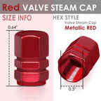 Hex Style Valve Caps with Mid Cut Outs - Red