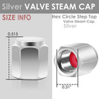 Hex Circle Step Top Valve Caps - Silver