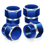 Hex Shaved Edges Blue Valve Caps - RT 181 Style