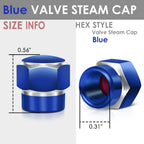 Hex Shaved Edges Blue Valve Caps - RT 181 Style
