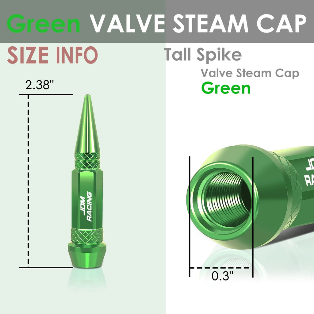 Spiked Lug Nut Style Valve Caps - 60MM Green