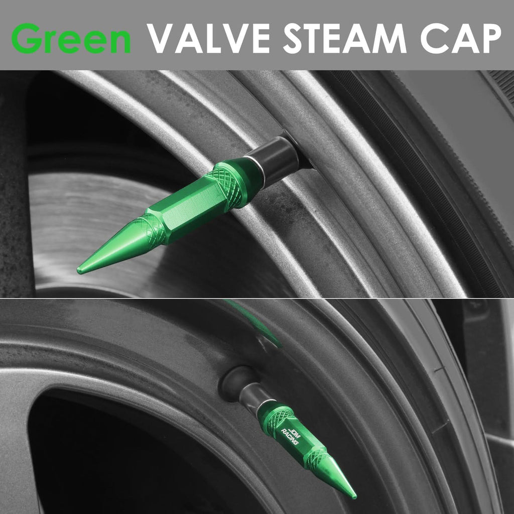 Spiked Lug Nut Style Valve Caps - 60MM Green