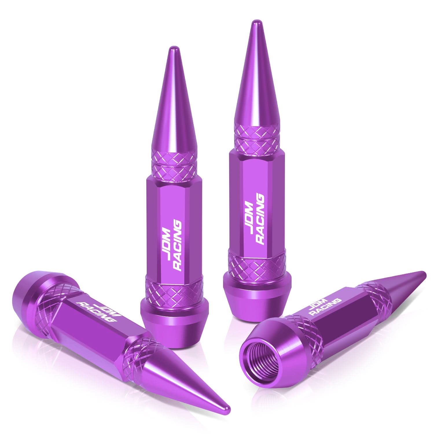 Spiked Lug Nut Style Valve Caps - 60MM Purple Polyurethane