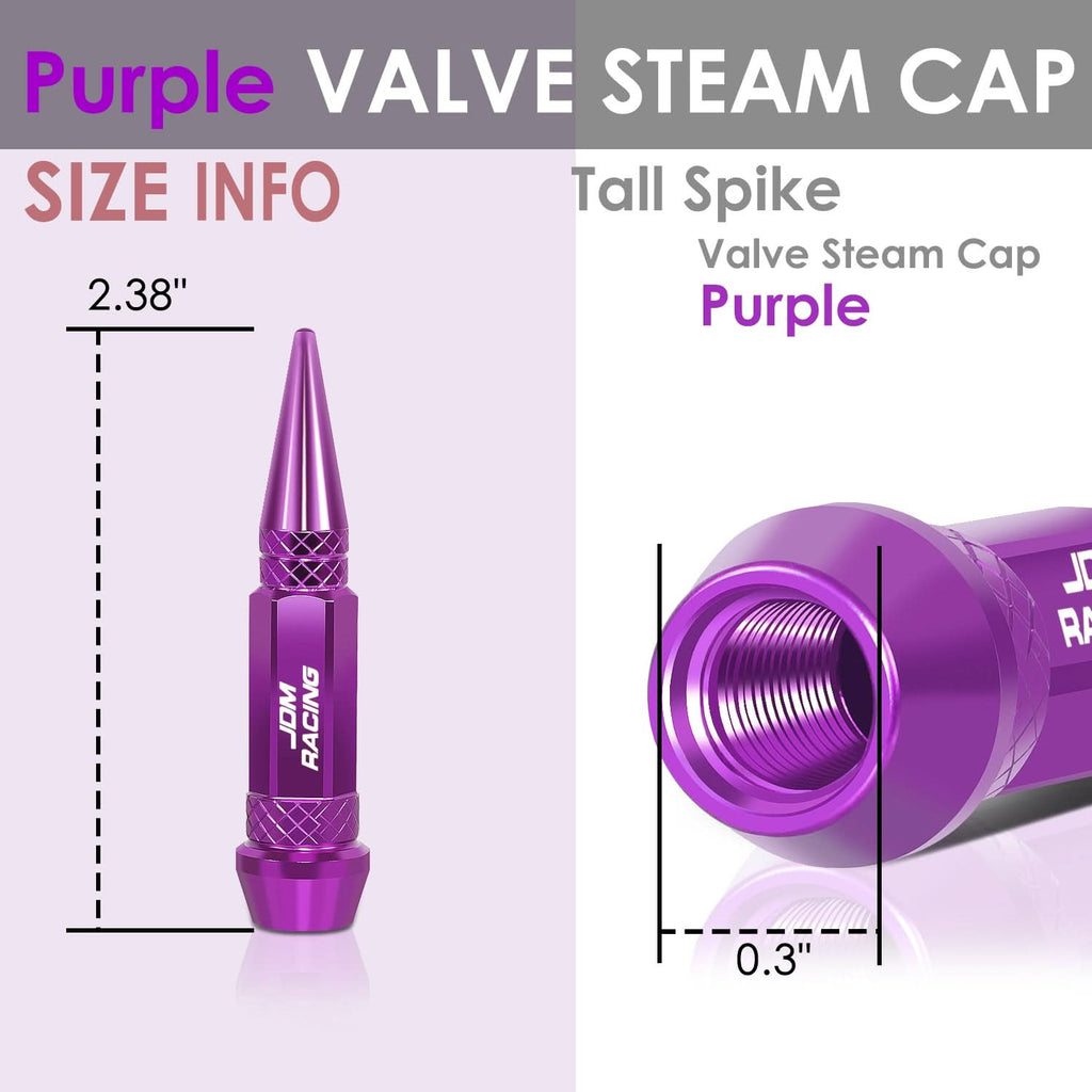 Spiked Lug Nut Style Valve Caps - 60MM Purple Polyurethane