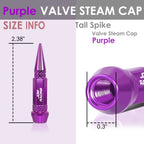 Spiked Lug Nut Style Valve Caps - 60MM Purple Polyurethane