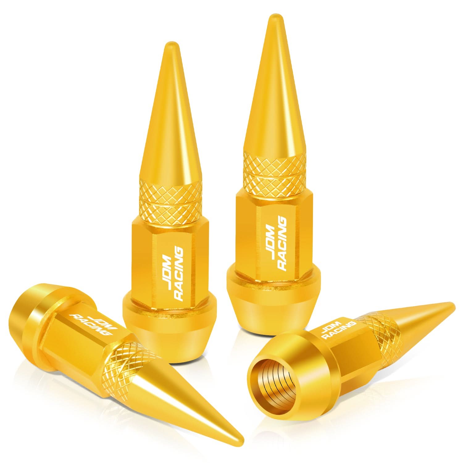 Spiked Lug Nut Style Valve Caps - 45mm Gold