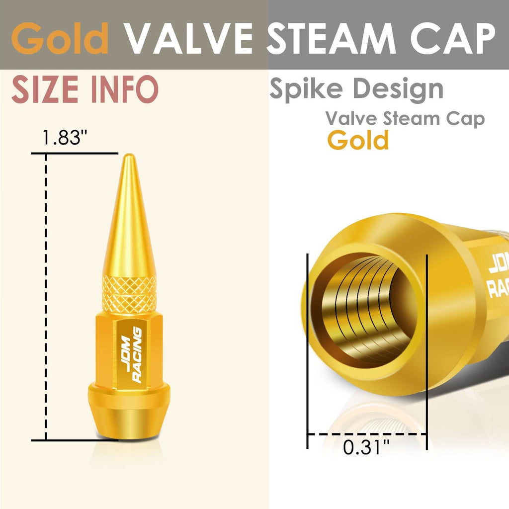 Spiked Lug Nut Style Valve Caps - 45mm Gold