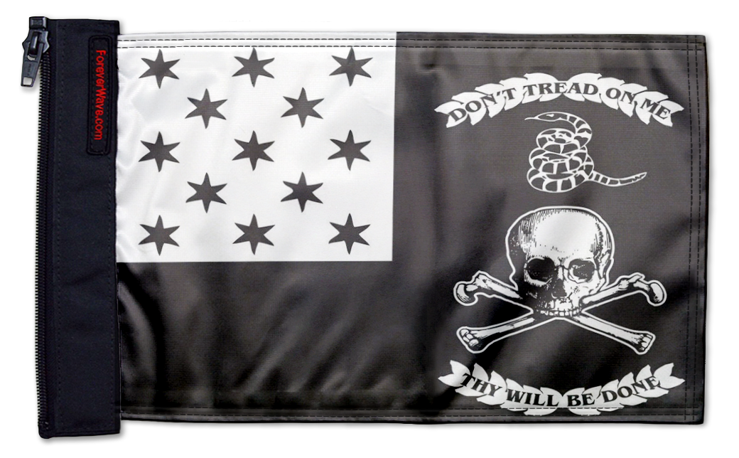Veterans Exempt 12"x18" Forever Wave Flag for Jeep Wrangler CJ-7 and CJ-8 1976-1986