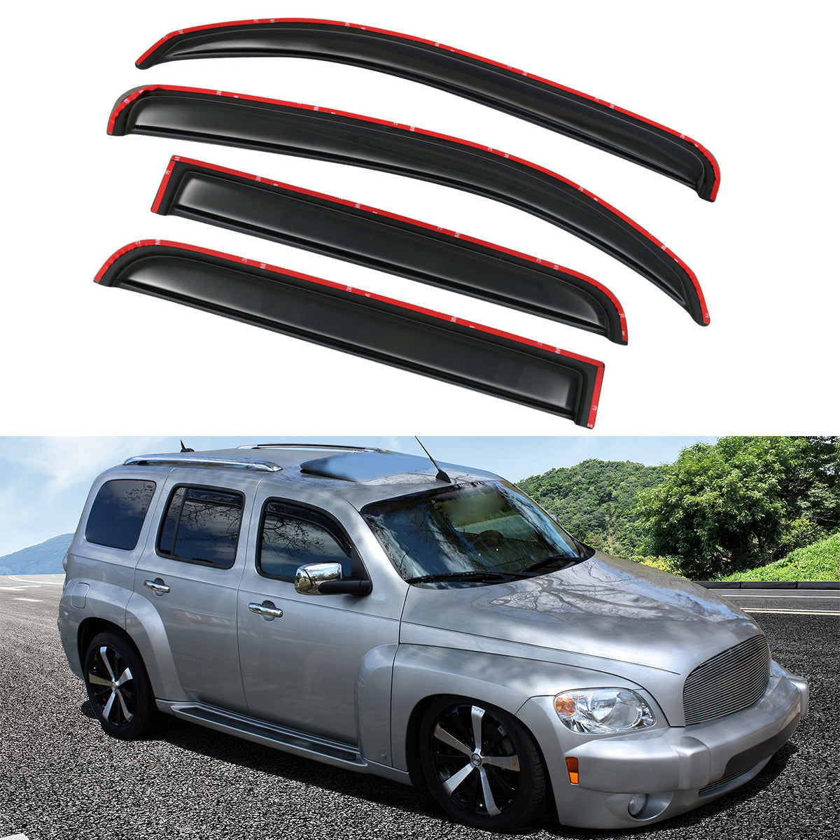 2006-2011 Chevy HHR 4DR In-Channel Visor Window Sun Guard Acrylic