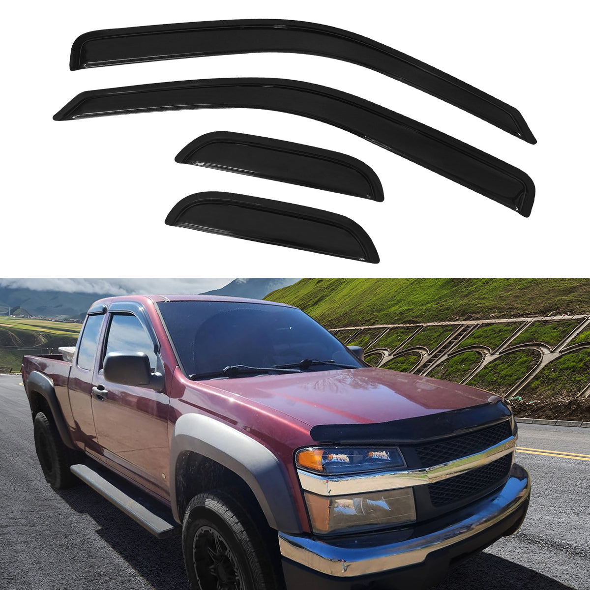 2004-2012 Chevy Colorado GMC Canyon Extended Cab Visor Windows Acrylic