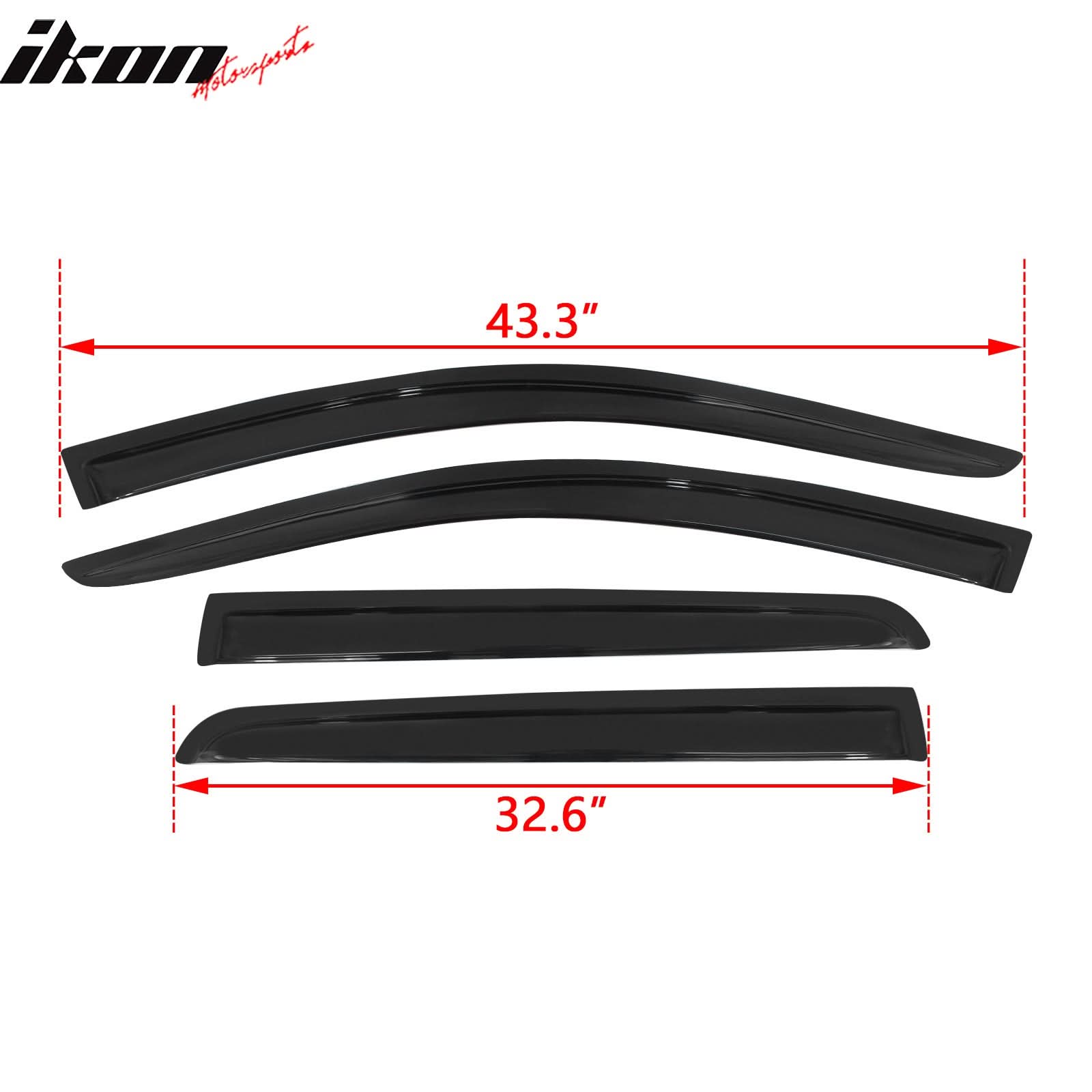 2009-2020 Dodge Journey Slim Style Smoke Tinted Window Visors Acrylic