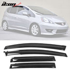 2009-2014 Honda Fit Window Visors Slim Style Smoke Rains Guards Acryli