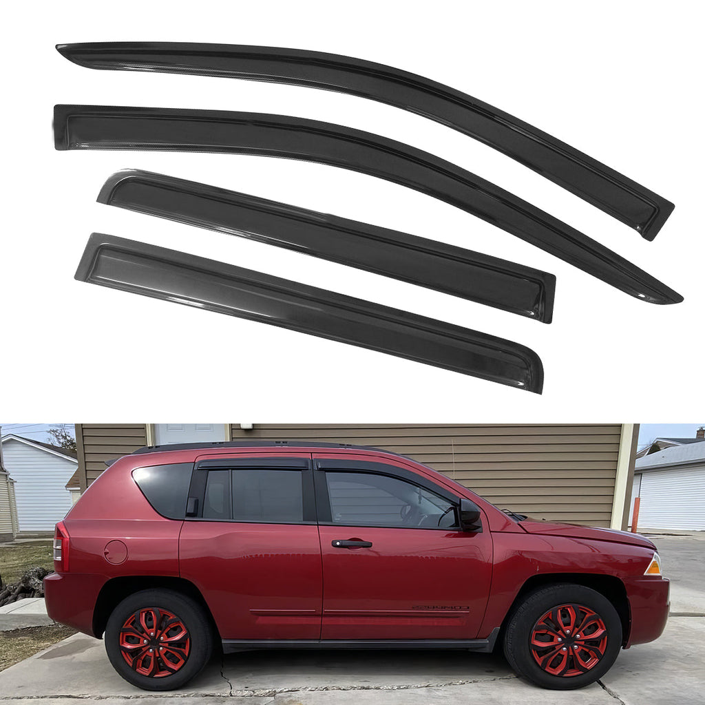 2007-2017 Jeep Compass Side Visor Window Sun Vent Rain Guards Acrylic