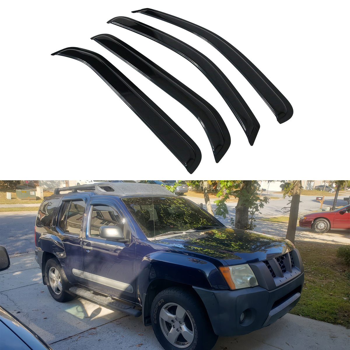 2005-2016 Nissan Xterra Tape On Smoke Tinted Visor Windows Acrylic