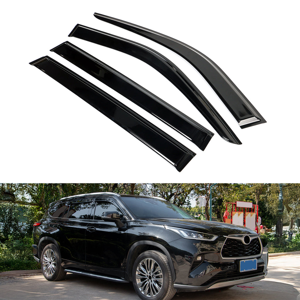2020-2024 Toyota Highlander PC Side Window Visors w/ Chrome Trim 4PCS