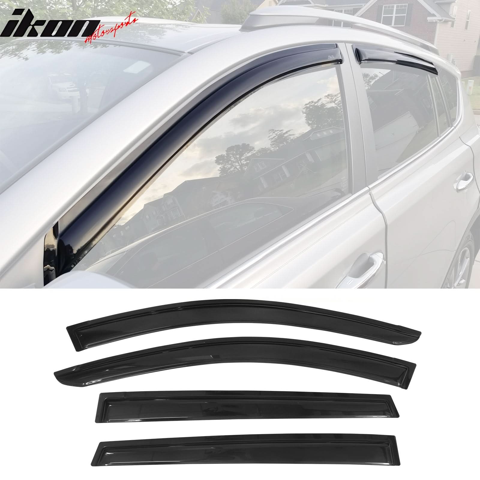 2013-2018 Toyota RAV4 Acrylic 4PC Window Visors Tape On Rain Guard