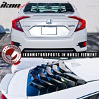 2016-2021 Honda Civic Sedan Black Rear Window Louvers ABS