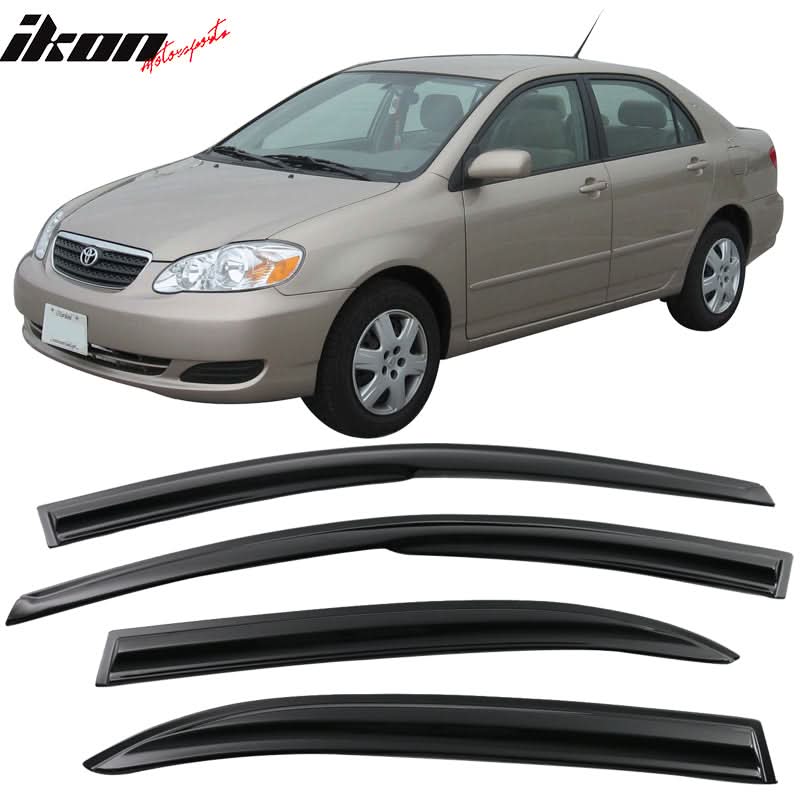 2003-2008 Toyota Corolla Sedan 4-Door Window Visor Guard Acrylic 4PC
