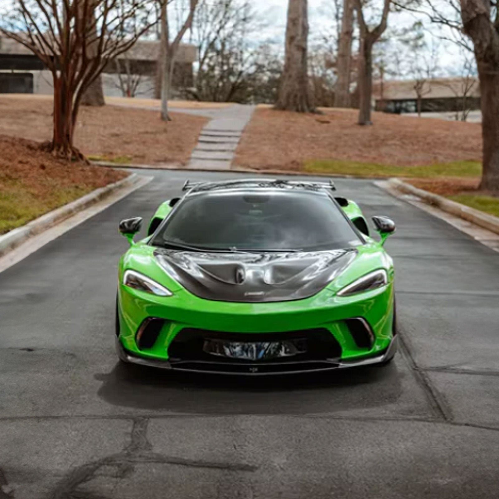 W Style Carbon Fiber Front Bumper Lip for McLaren GT - Bull Boost Performance