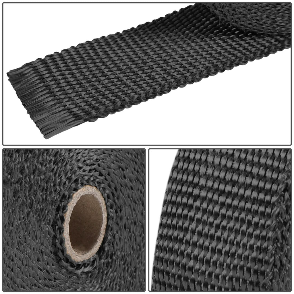Type-2 Style Exhaust Heat Wrap - 2" x 30' Black with Zip Ties