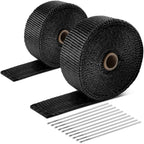Type-2 Style Exhaust Heat Wrap - 2" x 30' Black with Zip Ties
